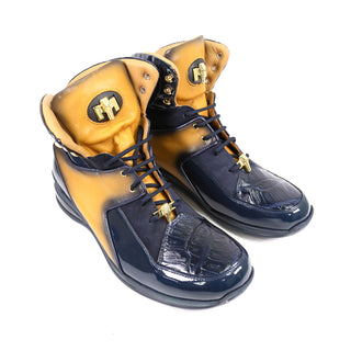 Mauri Diamond 8402 Exotic Crocodile / Suede / Nappa / Patent Leather High-Top Sneakers (MA5625)-AmbrogioShoes