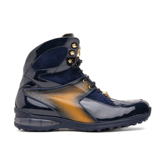 Mauri Diamond 8402 Men's Shoes Exotic Crocodile / Suede / Nappa / Patent Leather High-Top Sneakers (MA5625)-AmbrogioShoes