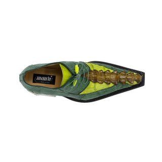 Mauri Double Dragon Men's Shoes Multi Color Exotic Horn-Back Caiman Crocodile Oxfords 44203 (MA5113)-AmbrogioShoes