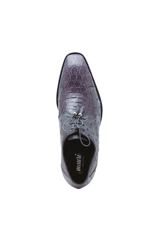 Mauri Duke 3058 Medium Gray Crocodile Flanks / Ostrich-Skin Oxfords (MA5260)