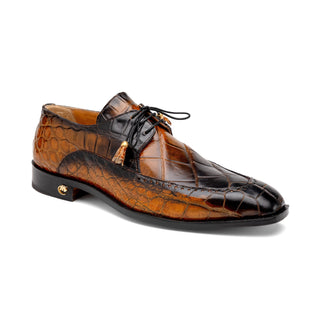 Mauri Eminence 3287 Men's Shoes Toffee with Black Finished Exotic Alligator Split-Toe Derby Oxfords (MA5556)-AmbrogioShoes