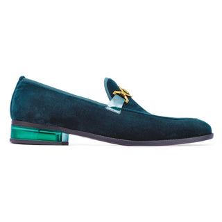 Mauri Floss 4940 Men's Shoes Green Velvet Slip-On Loafers (MA5255)-AmbrogioShoes