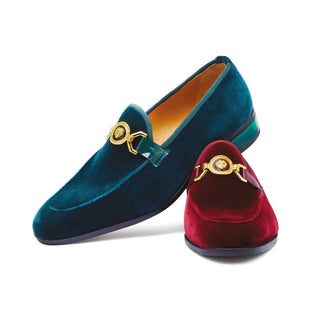 Mauri Floss 4940 Men's Shoes Green Velvet Slip-On Loafers (MA5255)-AmbrogioShoes