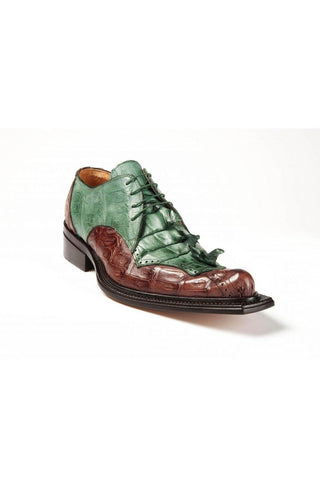 Mauri Giotto Green & Brown Baby Crocodile Oxfords (MA4632)