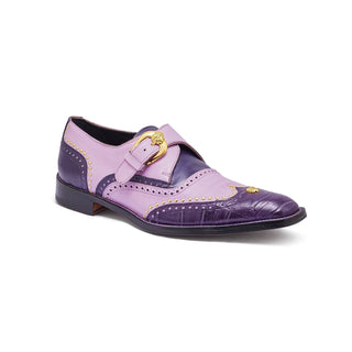 Mauri Godfather Men's Designer Shoes Purple & Amethist Alligator / Calf-Skin Leather Dress Monk-Straps Loafers 3051 (MA5310)-AmbrogioShoes