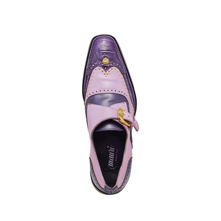 Mauri Godfather Men's Designer Shoes Purple & Amethist Alligator / Calf-Skin Leather Dress Monk-Straps Loafers 3051 (MA5310)-AmbrogioShoes