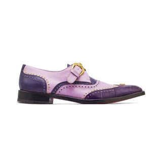 Mauri Godfather Men's Designer Shoes Purple & Amethist Alligator / Calf-Skin Leather Dress Monk-Straps Loafers 3051 (MA5310)-AmbrogioShoes