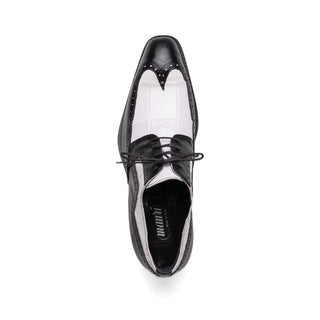 Mauri Goodfella 3258 Men's Shoes Black & White Exotic Alligator / Calf-Skin Leather Wing-tip Derby Oxfords (MA5600)-AmbrogioShoes