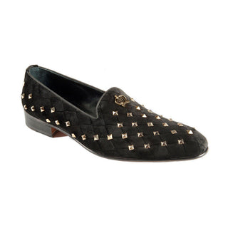 Mauri Grazia Men's Shoes Black Crystalized Velvet Loafers 3063 (MAO1015)-AmbrogioShoes