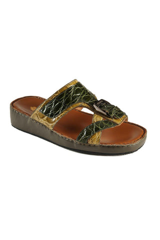 Mauri Green & Khaki Crocodile Sandals 5052(MAO1053)
