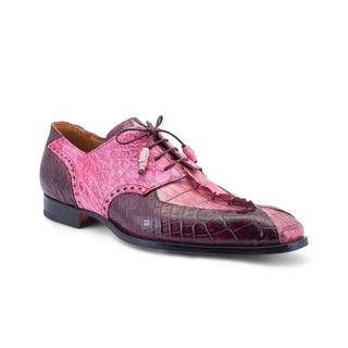 Mauri Groove 3237 Men's Shoes Pink, Burgundy & Fucsia Exotic Alligator / Hornback Dress Derby Oxfords (MA5519)-AmbrogioShoes