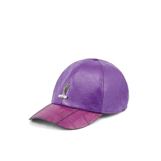 Mauri H65 Classic Men's New Grape Exotic Crocodile / Nappa Leather Hat (MAH1032)-AmbrogioShoes