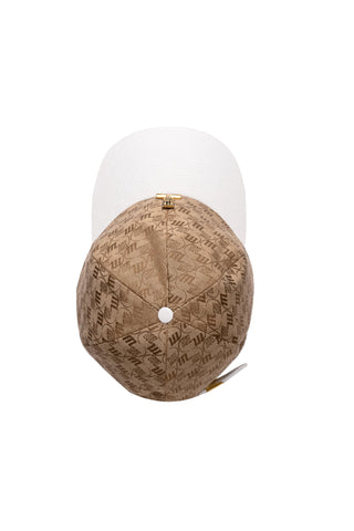 Mauri H65 Men's Beige & White Double M Fabric / Time Leather Hat (MAH1044)