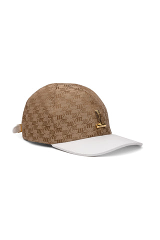 Mauri H65 Men's Beige & White Double M Fabric / Time Leather Hat (MAH1044)