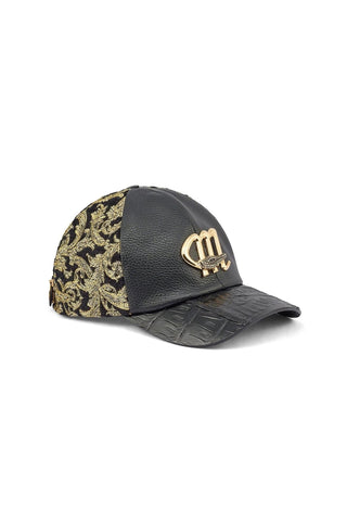 Mauri H65 Men's Black & Gold Crocodile / Didier Fabric Hat (MAH1022)