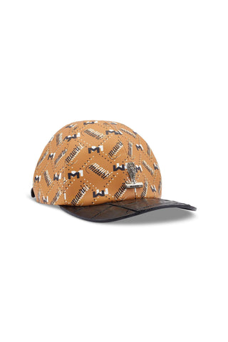 Mauri H65 Men's Mustard Brown & Black Crocodile / Leather Hat (MAH1039)