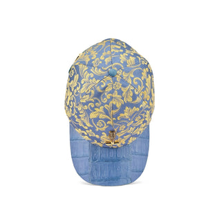Mauri H65 Men's New Blue Exotic Crocodile / Gobelins Fabric Hat (MAH1021)-AmbrogioShoes