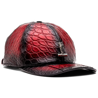 Mauri H65 Men's Red with Black Finished Exotic Alligator Hat (MAH1043)-AmbrogioShoes