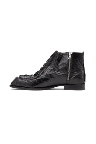 Mauri Havok 3299 Black Exotic Ostrich Leg / Hornback Split-Toe Boots (MA5589)(Made to Order)-AmbrogioShoes