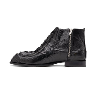Mauri Havok 3299 Men's Shoes Black Exotic Ostrich Leg / Hornback Split-Toe Boots (MA5589)(Special Order)-AmbrogioShoes