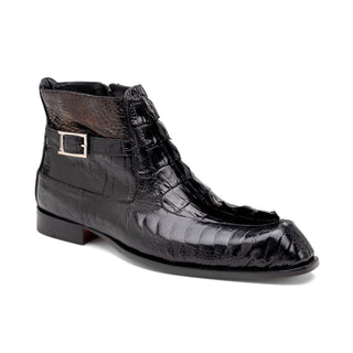 Mauri 3299 Men's Shoes Black Exotic Ostrich Leg / Hornback Split-Toe Dress Boots (MA5589)-AmbrogioShoes