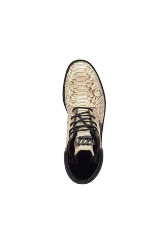 Mauri Hawk 4949/1 Black & Natural Python / Karung Ankle Boots (MA5374)