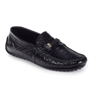 Mauri Hayez Mens Shoes Ostrich Leg Black Moccasins Art 3425 (MA4703)(Special Order)-AmbrogioShoes
