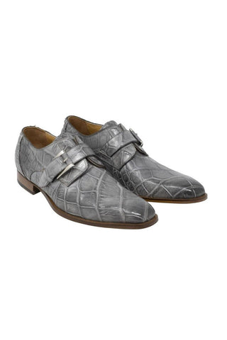 Mauri High-Speed Grey Burnished Alligator Monk-Straps Loafers 3054 (MA5101)