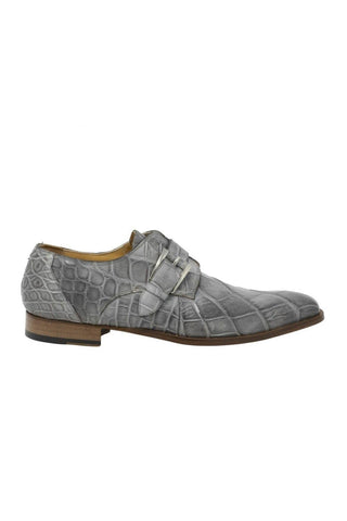 Mauri High-Speed Grey Burnished Alligator Monk-Straps Loafers 3054 (MA5101)