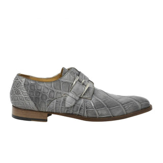 Mauri High-Speed Men's Shoes Grey Burnished Alligator Dress Monk-Straps Loafers 3054 (MA5101)-AmbrogioShoes