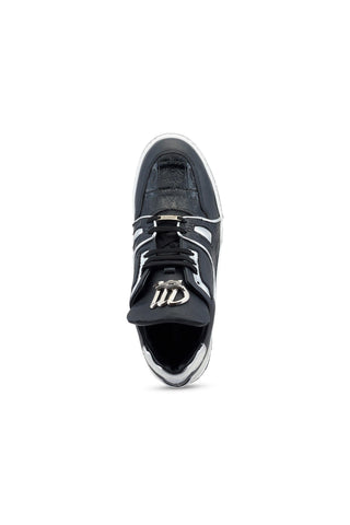 Mauri Hoodlum 8433 Black & Silver Crocodile / Leather Casual Sneakers (MA5492)