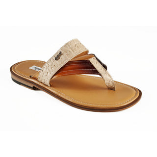 Mauri Karung Men's Shoes Beige Snake-Skin Print / Calf-Skin Leather Sandals 1476-3 (MAO1001)-AmbrogioShoes