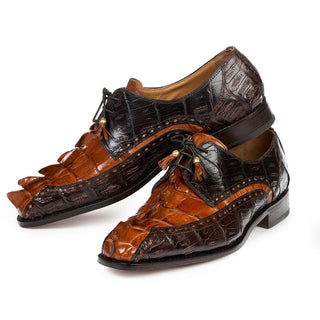 Mauri Men's Borsieri Cognac & Sport Rust Baby Croc & Hornback Crocodile Oxfords 4717/2(MA4800)(Special Order)-AmbrogioShoes