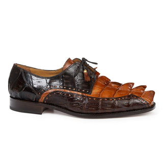 Mauri Men's Borsieri Cognac & Sport Rust Baby Croc & Hornback Crocodile Oxfords 4717/2(MA4800)(Special Order)-AmbrogioShoes