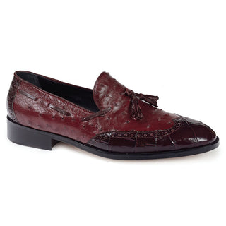 Mauri Men's Burgundy Alligator & Ostrich Loafers (MA4618)(Special Order)-AmbrogioShoes