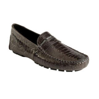Mauri Men's Shoes Agate Gray Exotic Ostrich Leg Dress Casual Penny Moccasins 3482 (MAO1044)-AmbrogioShoes