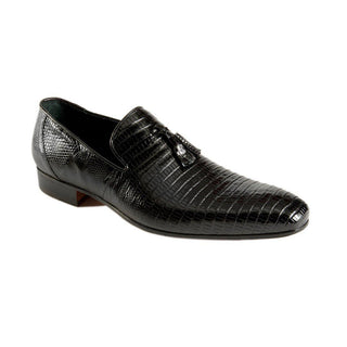 Mauri Men's Shoes Black Teju Lizard Tassel Loafers 4821-8 (MAO1023)-AmbrogioShoes