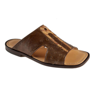 Mauri Men's Designer Shoes Brown Ostrich-Skin Sandals 1483-7 (MAO1002)-AmbrogioShoes