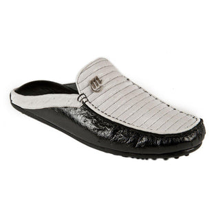 Mauri Men's Shoes Classic Black & White Ostrich Sandals 3471 (MAO1036)-AmbrogioShoes