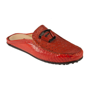 Mauri Men's Designer Shoes Gerbera Red Ostrich Leg Sandals 3463 (MAO1034)-AmbrogioShoes