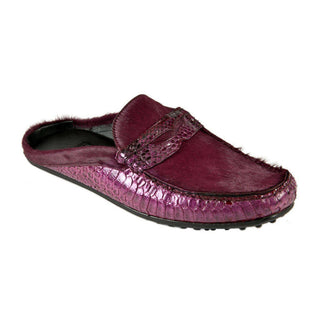 Mauri Men's Shoes Purple Exotic Snake-Skin / Pony Penny Sandals 3465 (MAO1035)-AmbrogioShoes