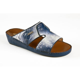 Mauri Men's Shoes White / Blue Oxtrich Casual Sandals 1756-1 (MAO1058)-AmbrogioShoes