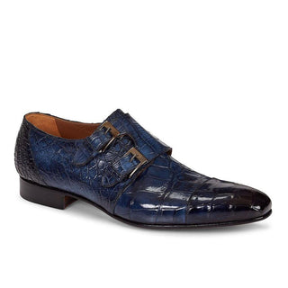 Mauri Men's Hand-Painted Alfieri Monkstrap Wonder Blue Loafers 1152 (MA4304) (Special Order)-AmbrogioShoes