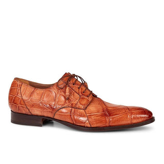 Mauri Men's Hand-Painted Durini Cognac Brown Oxfords 1059 (MA4301)(Special Order)-AmbrogioShoes