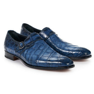 Mauri Men's Nocciolo Caribbean Blue Alligator Body Loafers 4849 (MA4802)-AmbrogioShoes