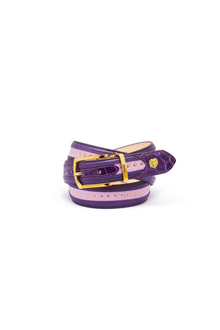 Mauri Men's Purple & Amethist Alligator / Leather Belt (MAB1011)
