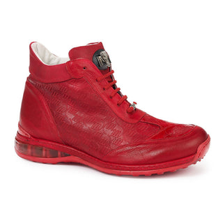 Mauri Men's Red Baby Croc & Embossed Calf-skin Leather Sneakers 8510(MA4814)(Special Order)-AmbrogioShoes
