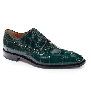 Mauri Mens Shoes Alligator Hunter Green Oxfords Art 4860 (MA4652)(Special Order)-AmbrogioShoes