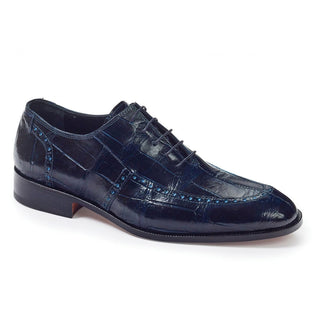 Mauri Mens Shoes Alligator Wonder Blue Oxfords Art 4869 (MA4653)(Special Order)-AmbrogioShoes