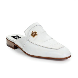 Mauri Mens Shoes Calf / Alligator Land White Sandals Art 4856 (MA4663)(Special Order)-AmbrogioShoes